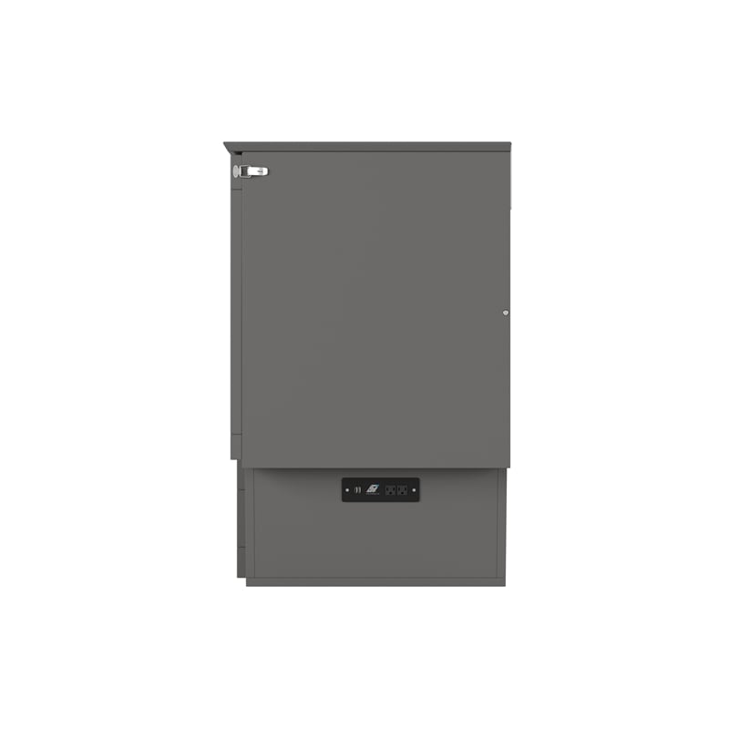 Pemberly Row Full Wood Murphy Bed Chest w/ Mattress & Built-in Charger - Gray