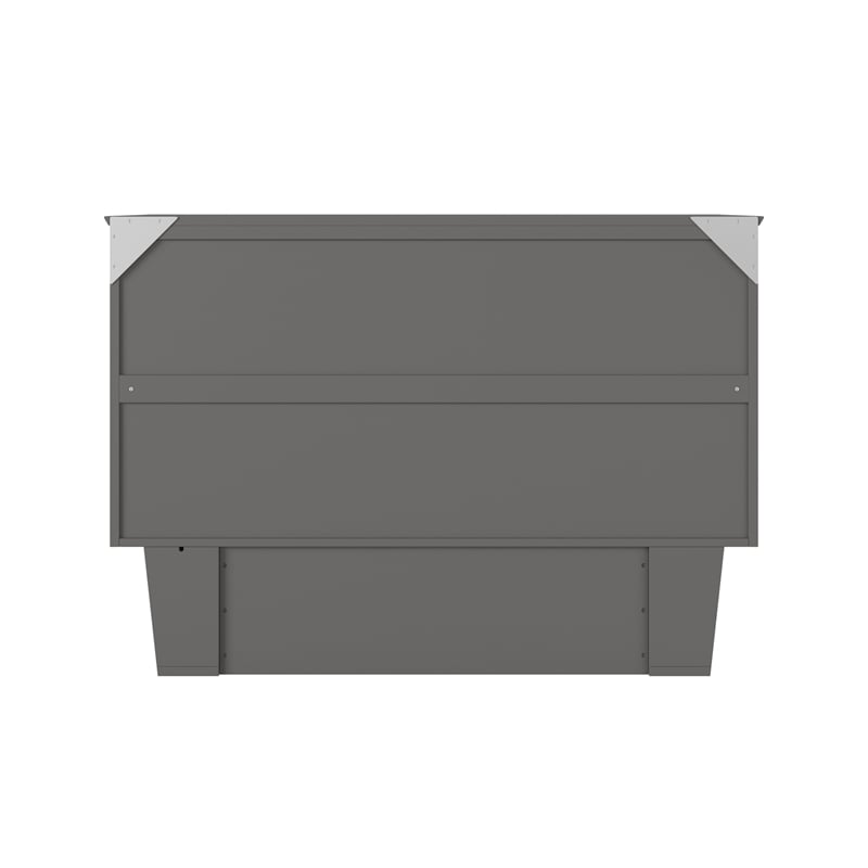 Pemberly Row Full Wood Murphy Bed Chest w/ Mattress & Built-in Charger - Gray