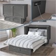 Pemberly Row Full Wood Murphy Bed Chest w/ Mattress & Built-in Charger - Gray