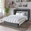 Pemberly Row Full Wood Murphy Bed Chest w/ Mattress & Built-in Charger - Gray