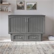 Pemberly Row Full Wood Murphy Bed Chest w/ Mattress & Built-in Charger - Gray