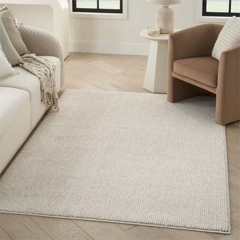 Pemberly Row Modern 8' x 10' Ivory Beige Farmhouse Indoor Rug