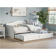 Pemberly Row Mid-Century Solid Wood Twin Daybed with Trundle in White
