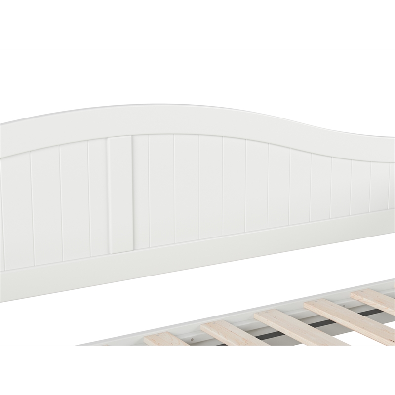 Pemberly Row Mid-Century Solid Wood Twin Daybed with Trundle in White