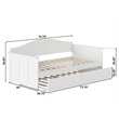 Pemberly Row Mid-Century Solid Wood Twin Daybed with Trundle in White