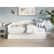 Pemberly Row Mid-Century Solid Wood Twin Daybed with Trundle in White