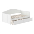 Pemberly Row Mid-Century Solid Wood Twin Daybed with Trundle in White
