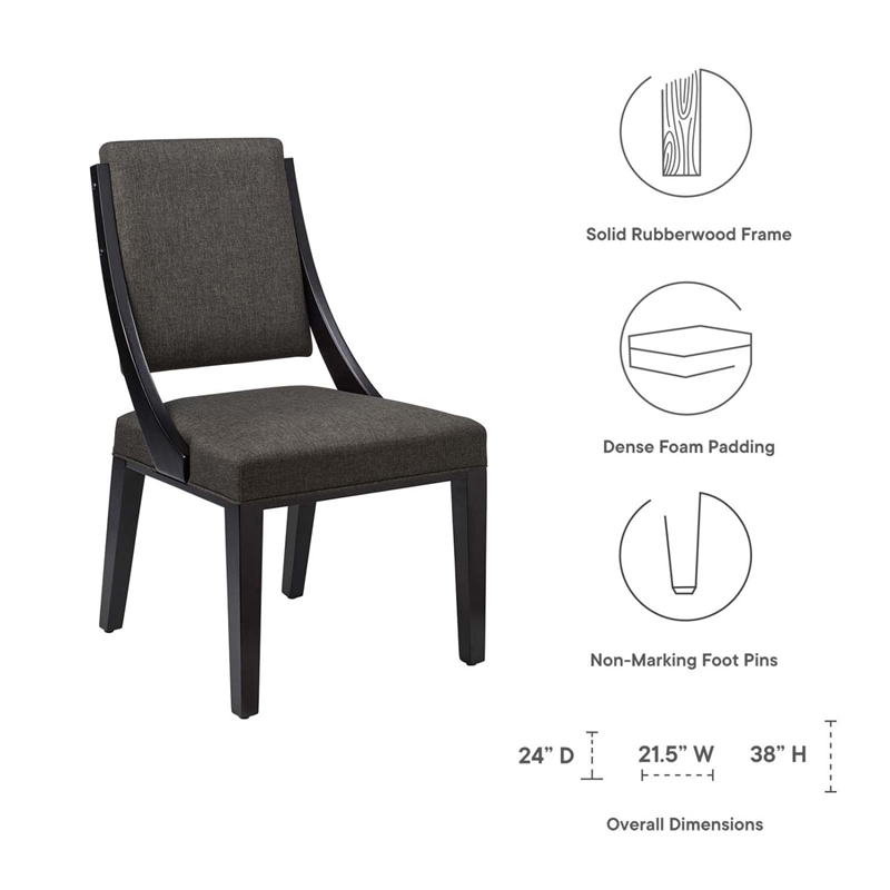 Pemberly Row Solid Wood and Fabric Dining Chairs in Gray (Set of 2)