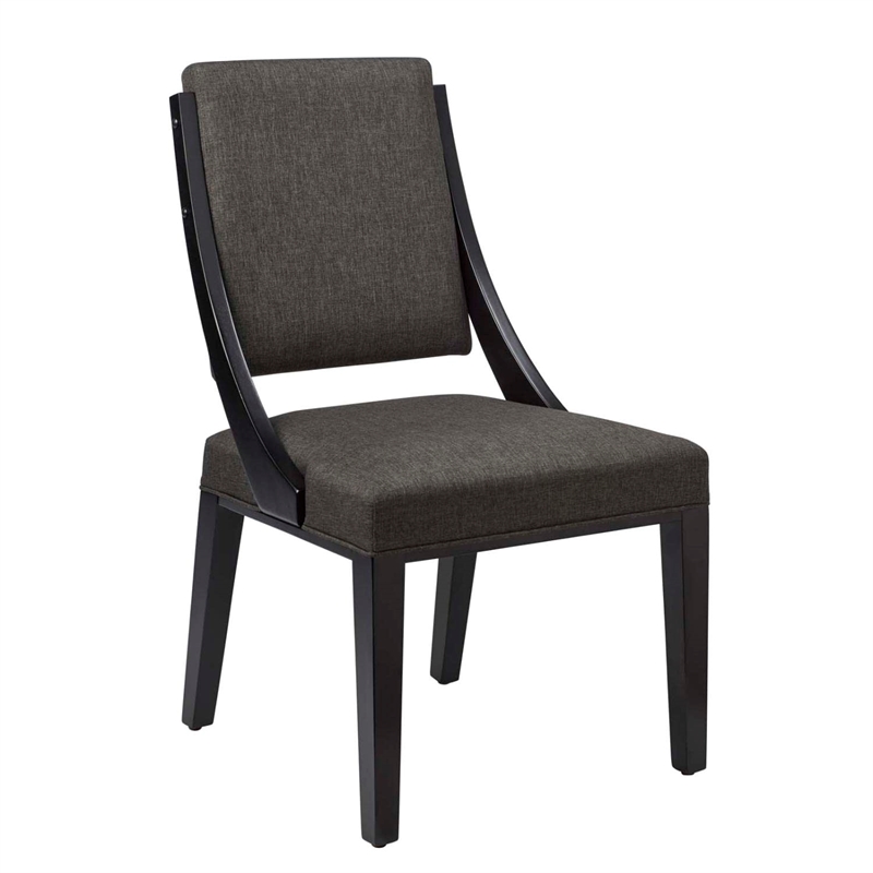 Pemberly Row Solid Wood and Fabric Dining Chairs in Gray (Set of 2)