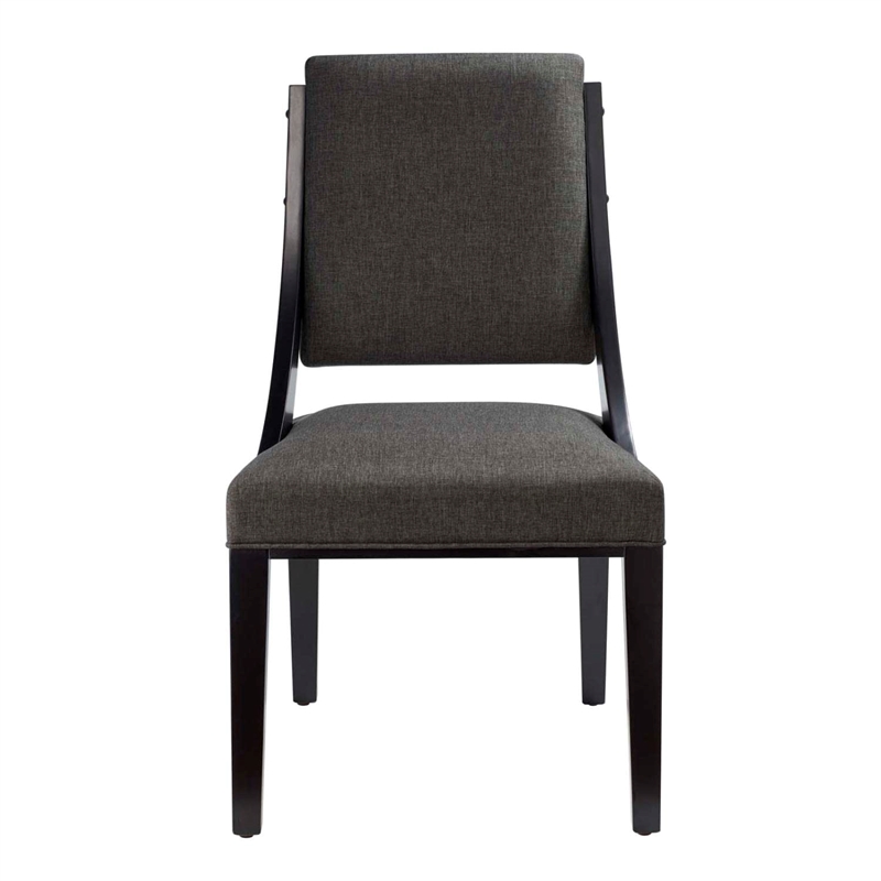 Pemberly Row Solid Wood and Fabric Dining Chairs in Gray (Set of 2)
