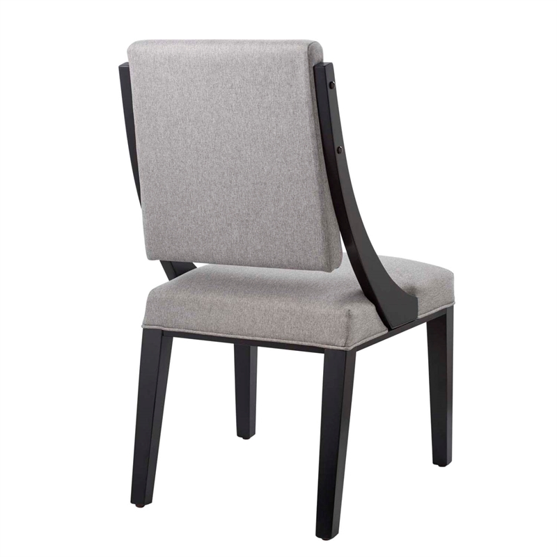 Pemberly Row Solid Wood and Fabric Dining Chairs in Light Gray (Set of 2)