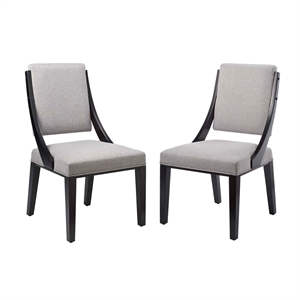 Pemberly Row Solid Wood and Fabric Dining Chairs in Light Gray (Set of 2)