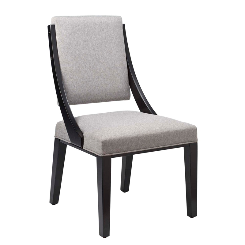 Pemberly Row Solid Wood and Fabric Dining Chairs in Light Gray (Set of 2)