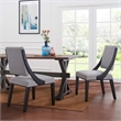 Pemberly Row Solid Wood and Fabric Dining Chairs in Light Gray (Set of 2)