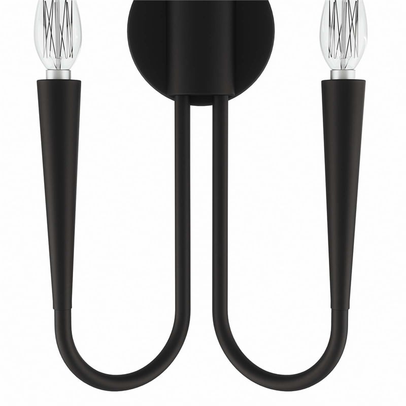 Pemberly Row 2-Light Contemporary Metal Wall Sconce in Black