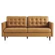 Pemberly Row Contemporary Tufted Vegan Leather Sofa in Tan Finish