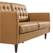Pemberly Row Contemporary Tufted Vegan Leather Sofa in Tan Finish