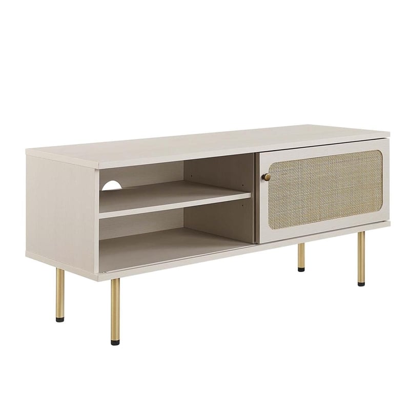 Pemberly Row Rattan and Particleboard TV Stand for TVs up to 47
