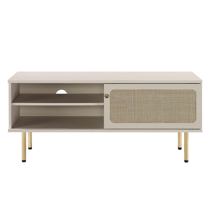 Pemberly Row Rattan and Particleboard TV Stand for TVs up to 47