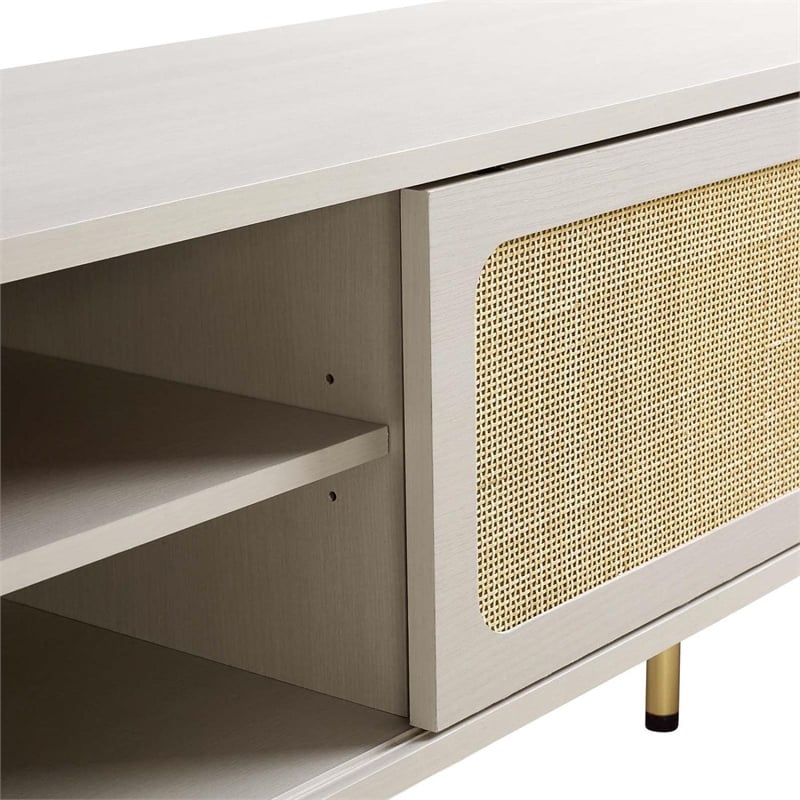 Pemberly Row Rattan and Particleboard TV Stand for TVs up to 47