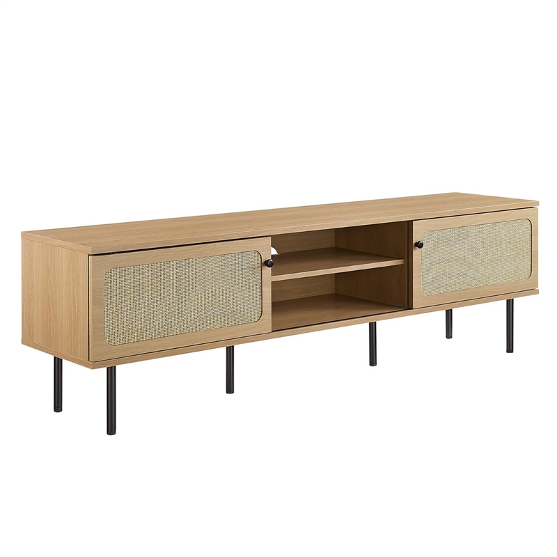 Pemberly Row Rattan and Particleboard TV Stand for TVs up to 70