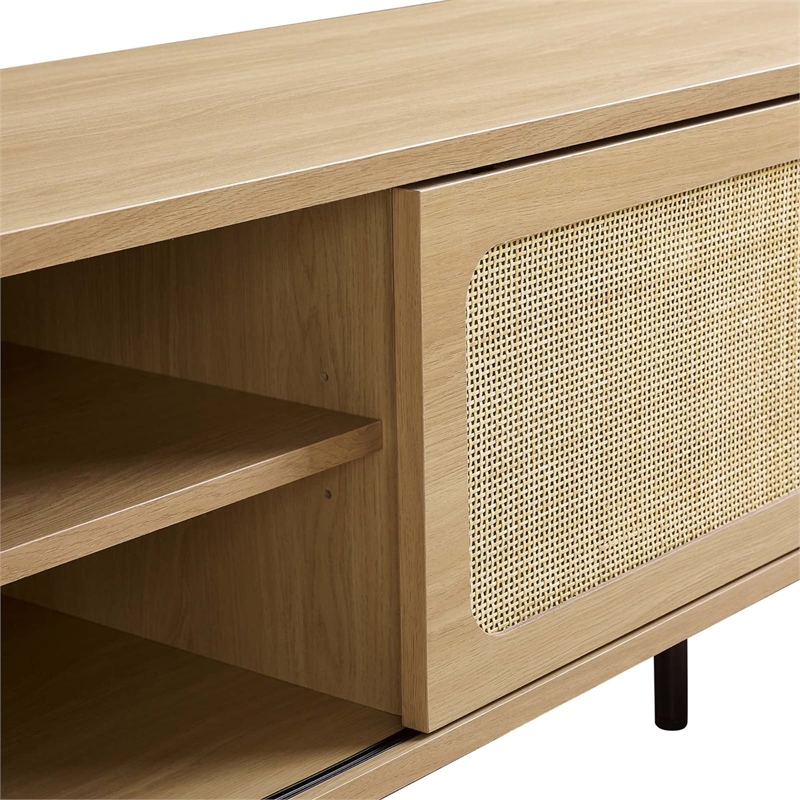 Pemberly Row Rattan and Particleboard TV Stand for TVs up to 70