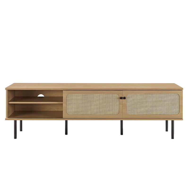 Pemberly Row Rattan and Particleboard TV Stand for TVs up to 70