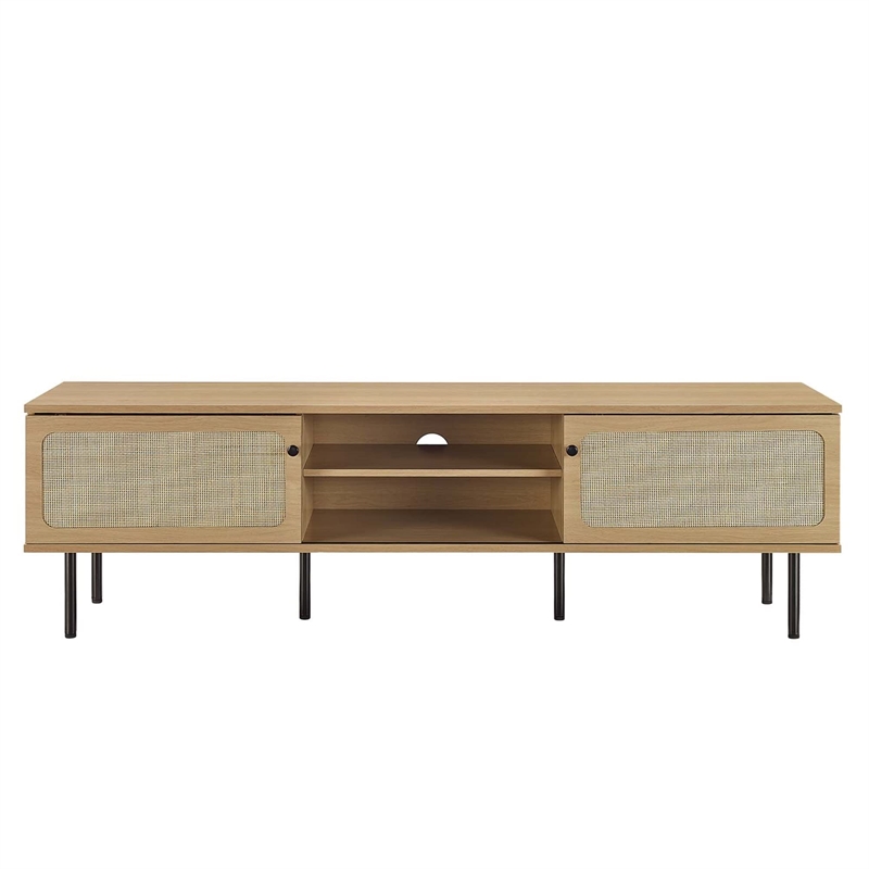 Pemberly Row Rattan and Particleboard TV Stand for TVs up to 70