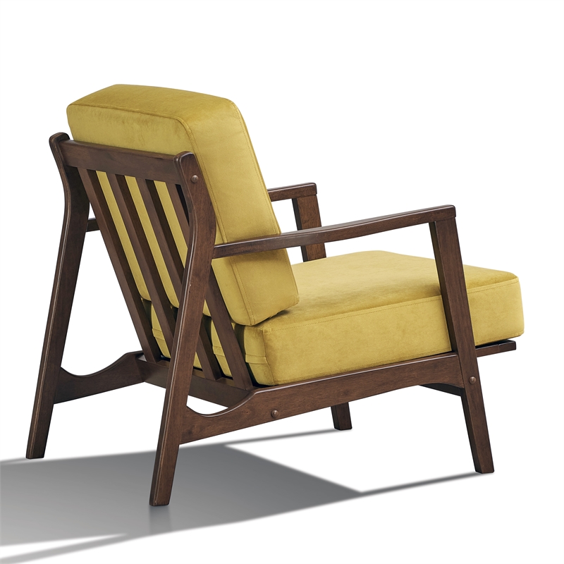 Pemberly Row Solid Wood and Velvet Upholstered Accent Armchair in Gold