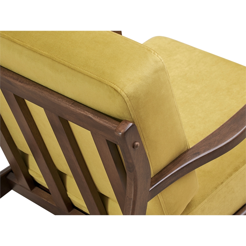 Pemberly Row Solid Wood and Velvet Upholstered Accent Armchair in Gold