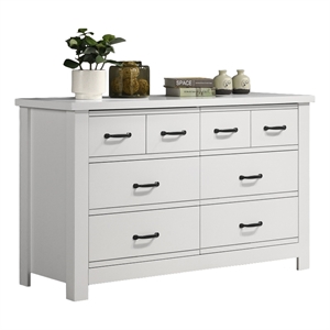 Pemberly Row 51&quotW White Engineered Wood 6-Drawer Double Dresser
