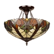 Pemberly Row Victorian 2-Light Glass Semi Flush Mount Light in Yellow
