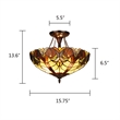 Pemberly Row Victorian 2-Light Glass Semi Flush Mount Light in Yellow