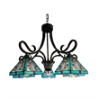 Pemberly Row Mission 5-Light Glass Large Chandelier in Bronze/Blue