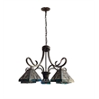 Pemberly Row Mission 5-Light Glass Large Chandelier in Bronze/Blue