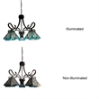 Pemberly Row Mission 5-Light Glass Large Chandelier in Bronze/Blue