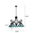 Pemberly Row Mission 5-Light Glass Large Chandelier in Bronze/Blue