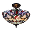 Pemberly Row Victorian 2-Light Glass Semi Flush Light in Multi-Color