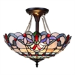 Pemberly Row Victorian 2-Light Glass Semi Flush Light in Multi-Color