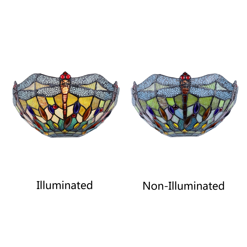Pemberly Row Dragonfly 1-Light Glass/Metal Wall Sconce in Multi-Color