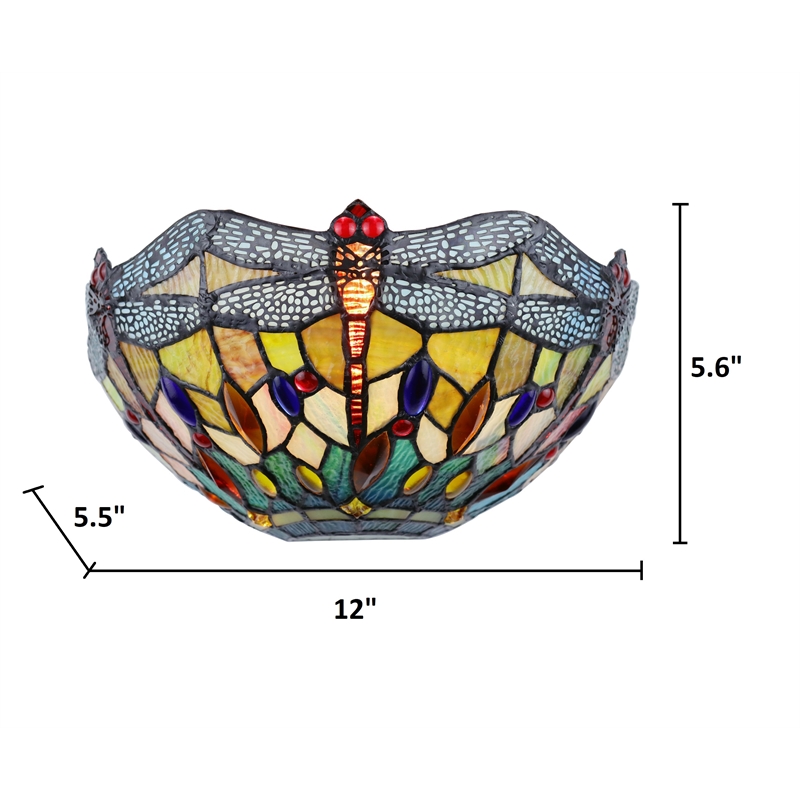 Pemberly Row Dragonfly 1-Light Glass/Metal Wall Sconce in Multi-Color