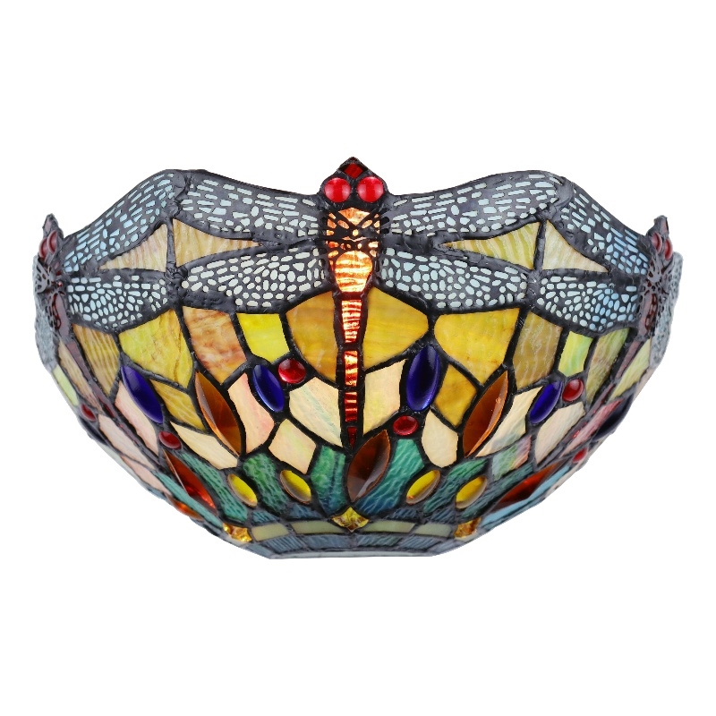 Pemberly Row Dragonfly 1-Light Glass/Metal Wall Sconce in Multi-Color