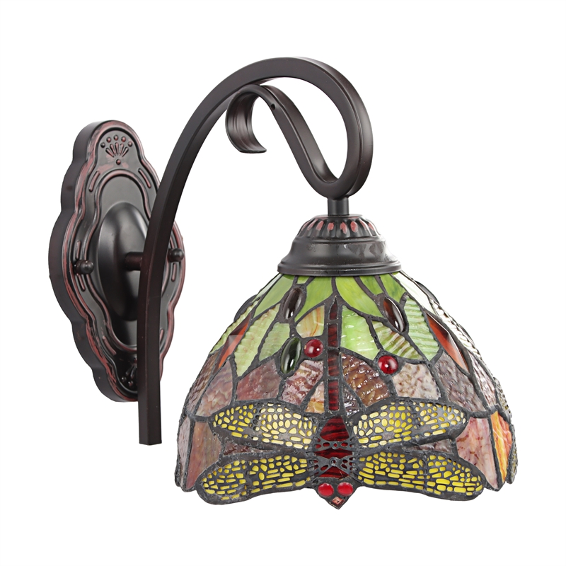 Pemberly Row Dragonfly 1-Light Glass Wall Sconce in Dark Bronze