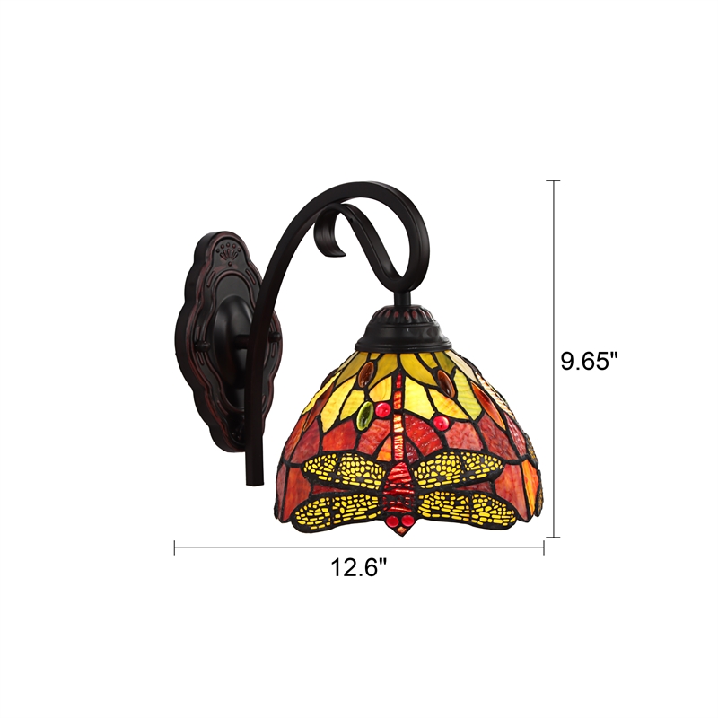 Pemberly Row Dragonfly 1-Light Glass Wall Sconce in Dark Bronze