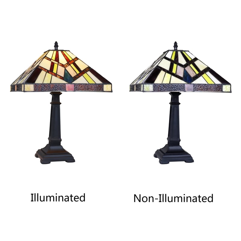 Pemberly Row Mission 1-Light Glass Table Lamp in Multi-Color