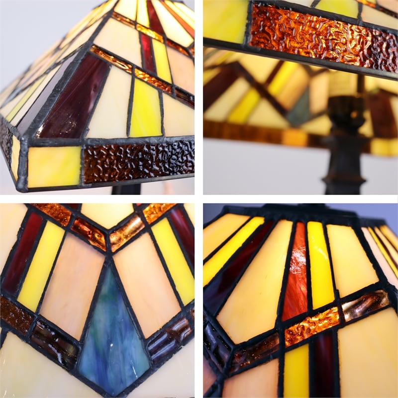 Pemberly Row Mission 1-Light Glass Table Lamp in Multi-Color
