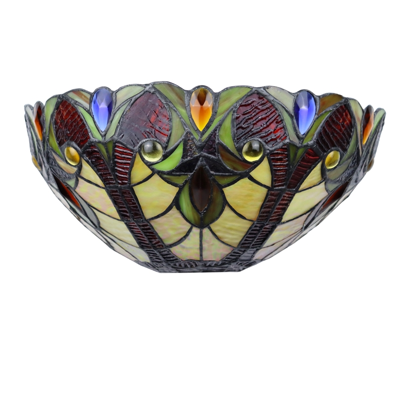 Pemberly Row Victorian 1-Light Glass/Iron Wall Sconce in Multi-Color