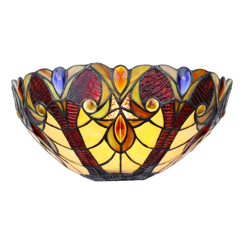 Pemberly Row Victorian 1-Light Glass/Iron Wall Sconce in Multi-Color