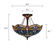 Pemberly Row Dragonfly 2-Light Glass Semi Flush Fixture in Multi-Color