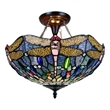 Pemberly Row Dragonfly 2-Light Glass Semi Flush Fixture in Multi-Color